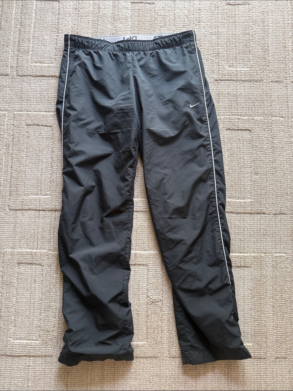 Nike Men’s Black Track Pants with White Piping